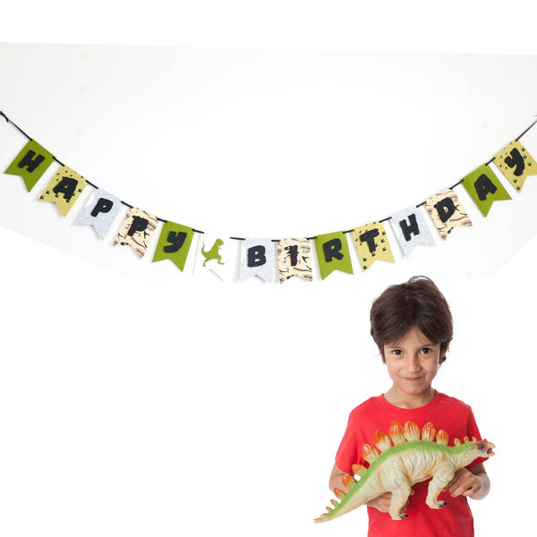 Happy Birthday Dinosaur Felt Banner | Oh So Fancy Party