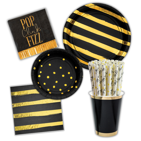 Happy New Year Banner – Black & Gold Party Garland | Made in USA