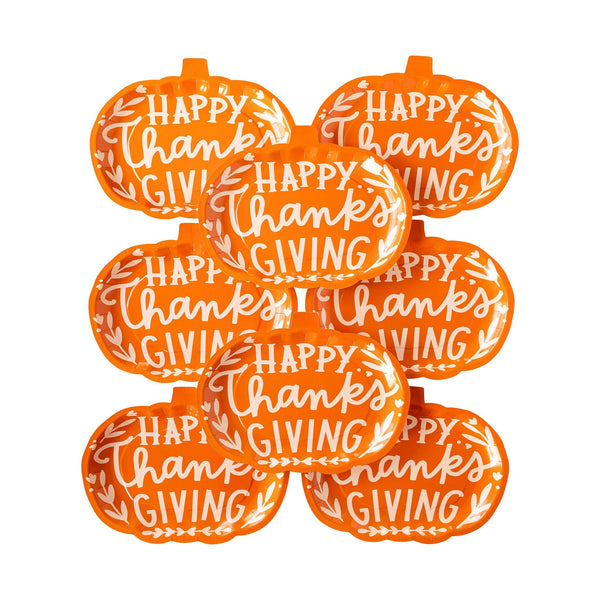 Happy Thanksgiving Pumpkin Plate - Oh So Fancy Party