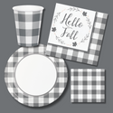 Hello Fall - Grey Buffalo Plaid Tableware Bundle