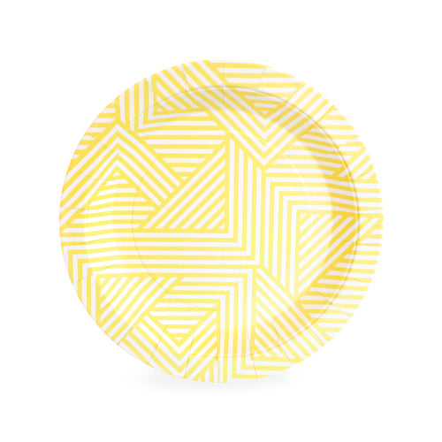 Yellow and White Dessert 8" Plate