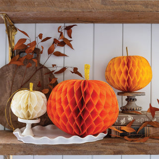 Honeycomb Pumpkins with Glitter - Oh So Fancy Party
