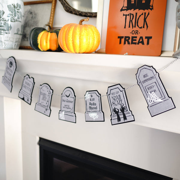 Humorous Headstone Felt Banner Garland Premium Quality Layered Bunting | Oh So Fancy Party