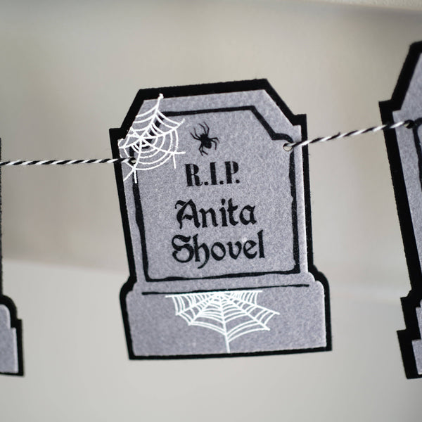 Humorous Headstone Felt Banner Garland Premium Quality Layered Bunting | Oh So Fancy Party