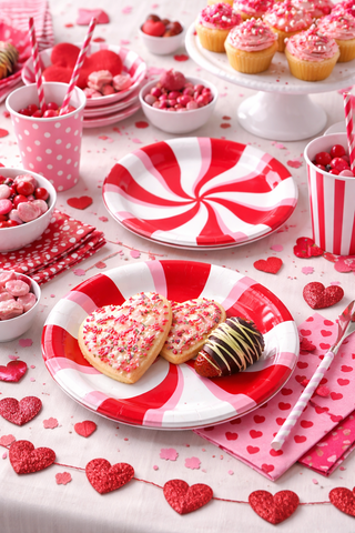 Pink, Red & White Swirl Dessert Plates