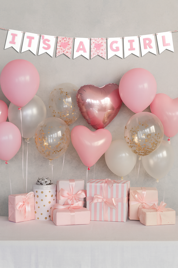It's A Girl Pink Felt Banner