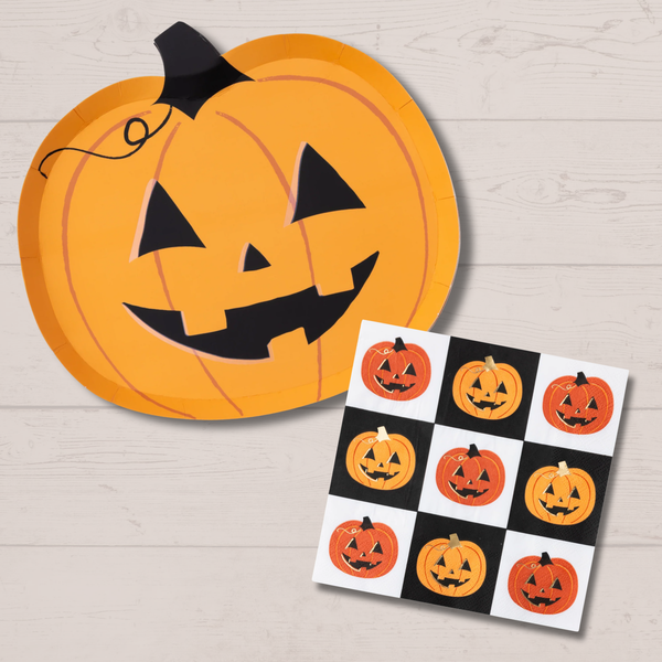 Orange Jack-O-Lantern Small Plates (Set of 8)