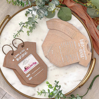 Kraft Onesie Baby Shower Prediction Advice Card Keepsake | Oh So Fancy Party