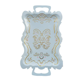 Decorative tray with gold intricate patterns on a white background