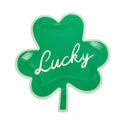 Green four-leaf clover-shaped object with 'Lucky' text on a white background