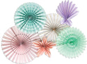 Set of colorful paper fans on a white background