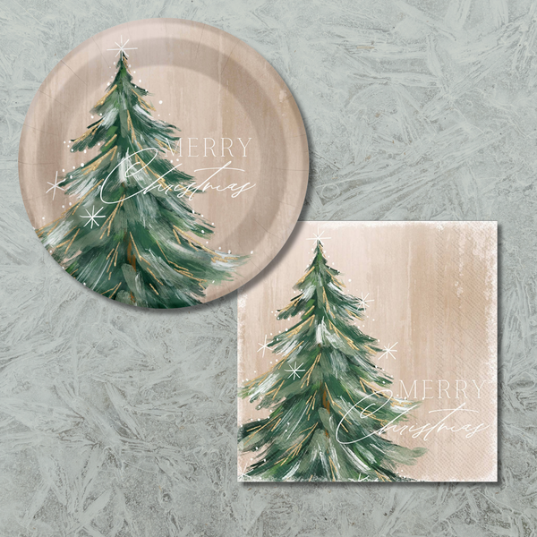 Gilded Tree Christmas Dessert Plates