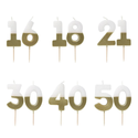 White & Gold Milestone Candles | Cake Candles