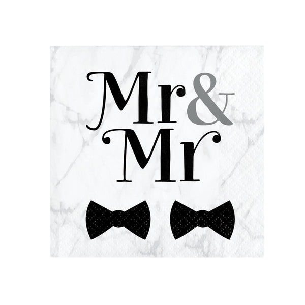 Mr and Mr Napkins/ Black and White Napkins / Black Napkins / Same Sex Marriage / Same Sex Wedding / Wedding Napkins / Wedding Shower Napkins