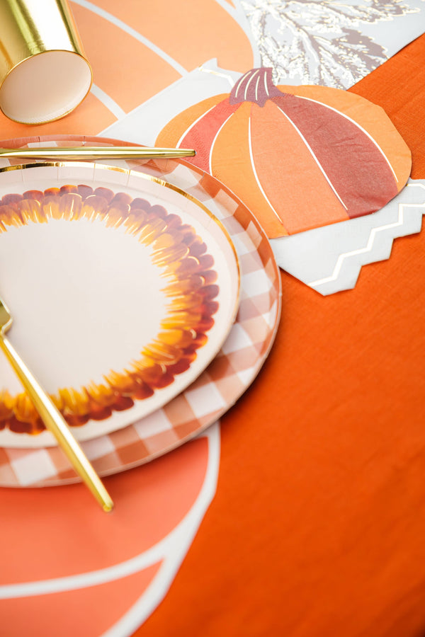 Orange Gold Pumpkin Napkins and Placemats | Oh So Fancy Party