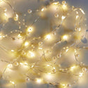 Pearl White Bead String Lights Lit | Oh So Fancy Party