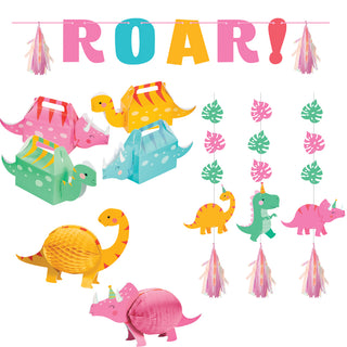 Pink Dino Party Decoration Bundle