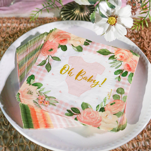 Pink Floral Baby Shower Tableware Set | Oh So Fancy Party