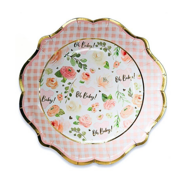 Pink Floral Oh Baby Shower Tableware Bundle