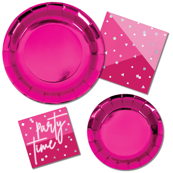 Pink 2754 Hot Pink Confetti Napkins – Iridescent Foil Party Tableware | Oh So ...