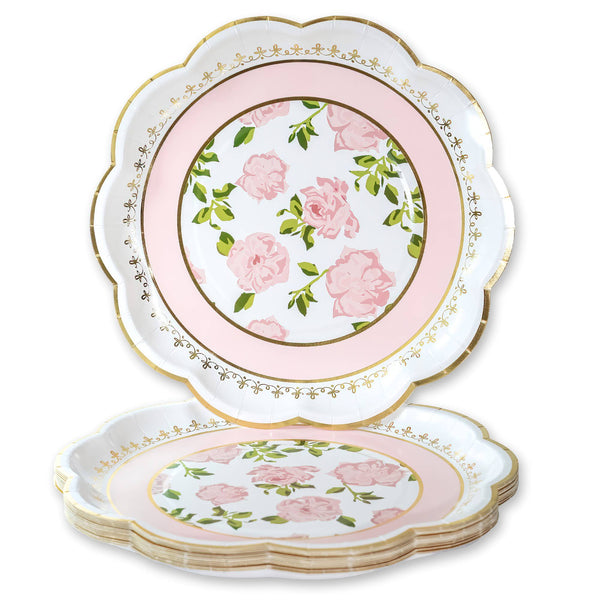 Pink Tea Time Whimsy 9 in. Premium Paper Plates | Oh So Fancy Party