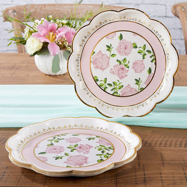 Pink Tea Time Whimsy 9 in. Premium Paper Plates | Oh So Fancy Party