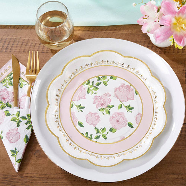 Pink Tea Time Whimsy 9 in. Premium Paper Plates | Oh So Fancy Party