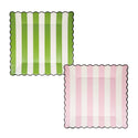Pink and Green Witch Striped Plates - Oh So Fancy Party