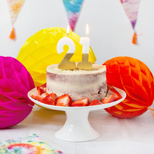 White & Gold Number Candles | Individual Birthday Cake Candles