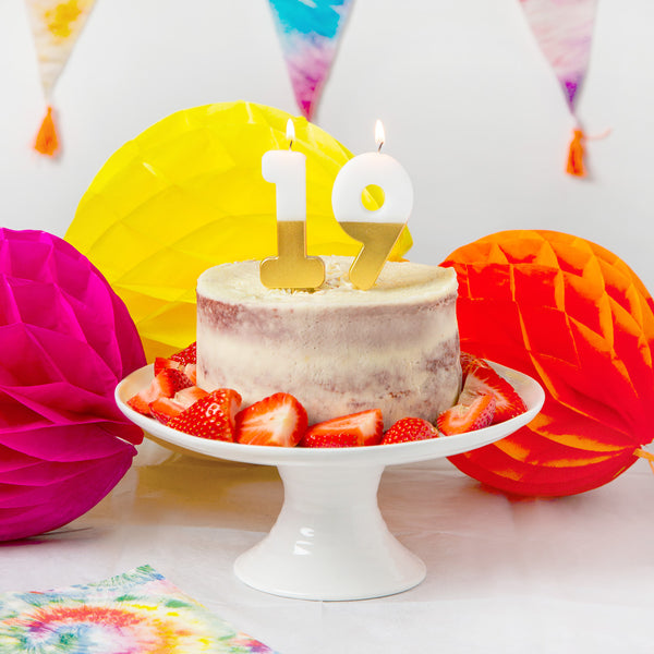 White & Gold Number Candles | Individual Birthday Cake Candles