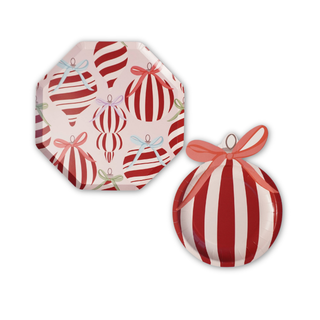 Red and White Striped Shaped Ornament Plates