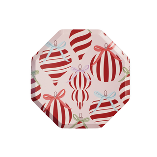 Red and White Striped Ornaments Plate | Oh So Fancy Party