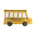 Yellow balloon shaped like a school bus on a white background