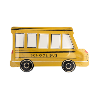 Yellow balloon shaped like a school bus on a white background
