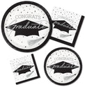 Congrats Graduate Silver & Black 108 Piece Tableware Bundle