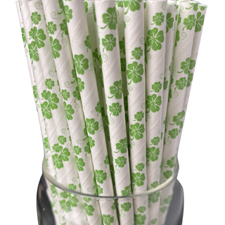 Shamrock Print Paper Straws