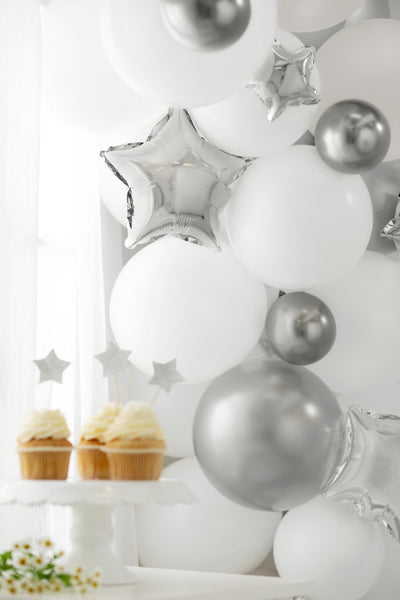 Silver Star Foil Balloons - Set of 5