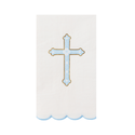 Decorative towel with a cross design on a white background