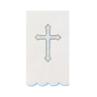 Decorative towel with a cross design on a white background