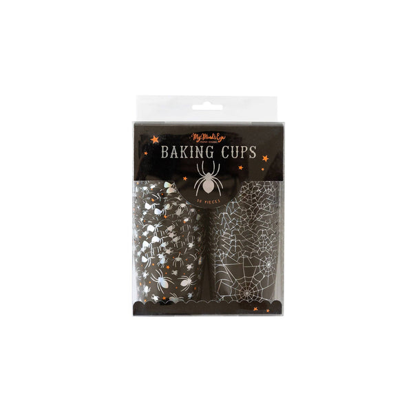 Pack of Halloween-themed baking cups with spider design - Oh So Fancy Party
