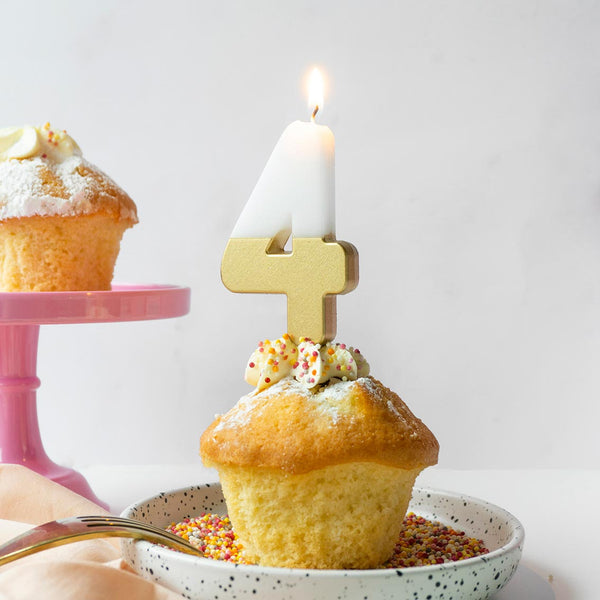 White & Gold Number Candles | Individual Birthday Cake Candles