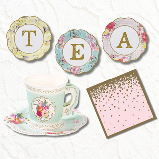 TEA Floral Letter Paper Plates
