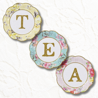 TEA Floral Letter Paper Plates