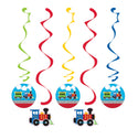 All Aboard Train Hanging Swirl Decorations