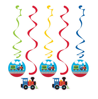 All Aboard Train Hanging Swirl Decorations