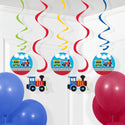 All Aboard Train Hanging Swirl Decorations