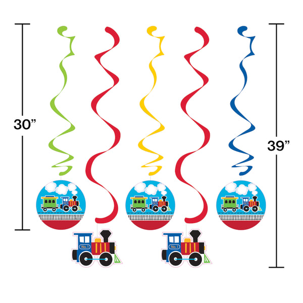 All Aboard Train Hanging Swirl Decorations