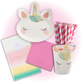 Pink Unicorn Party Tableware Bundle