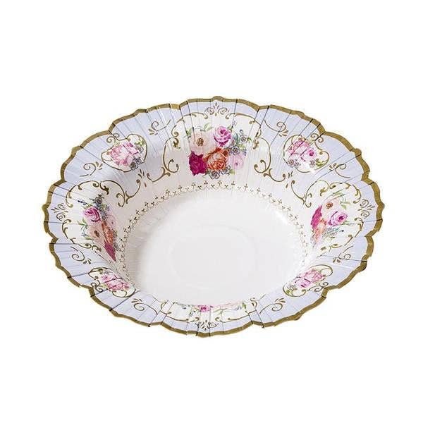 Decorative paper plate with floral design on a white background