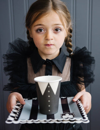 White Lapel Halloween Cups Little Girl - Oh SO Fancy Party